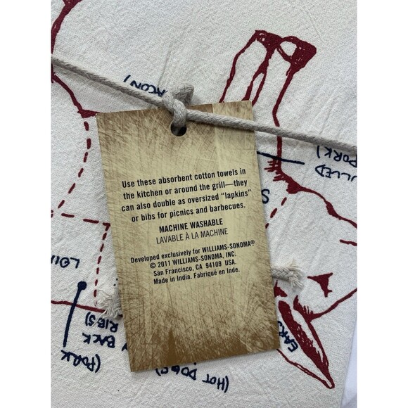 Williams Sonoma Butcher Shop Tea Towel Pig 100% Cotton - Picture 3 of 3